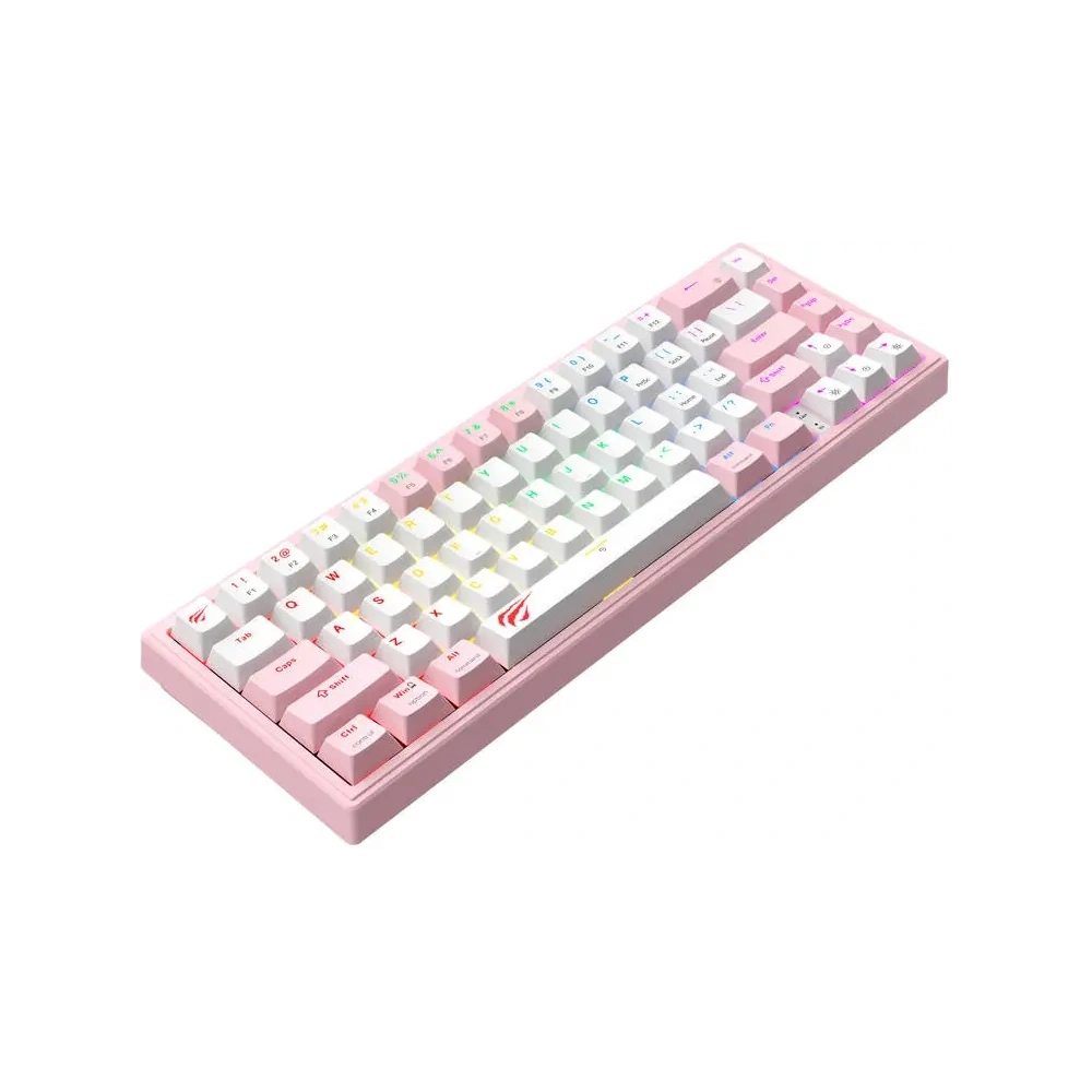Klawiatura mechaniczna gamingowa HAVIT KB874L RGB (różowo-biała)