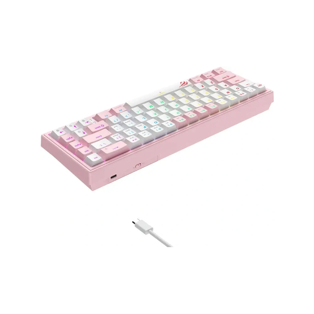 Klawiatura mechaniczna gamingowa HAVIT KB874L RGB (różowo-biała)