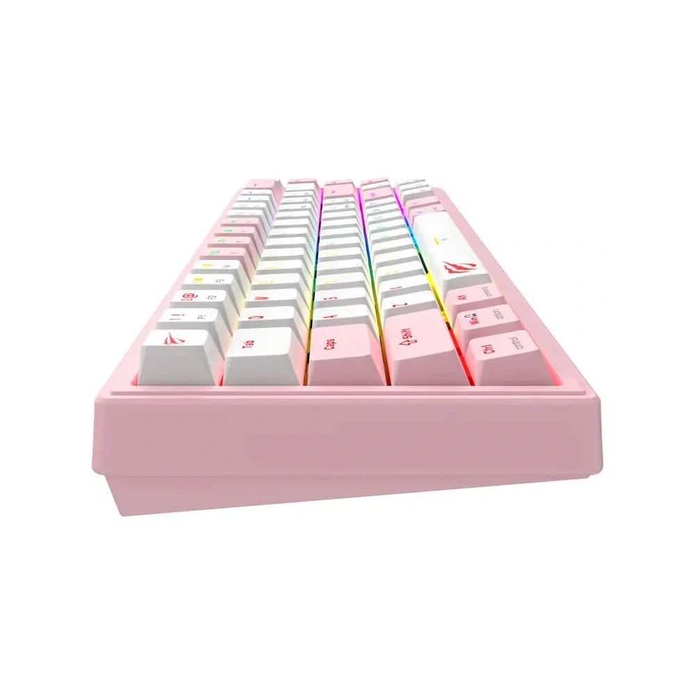 Klawiatura mechaniczna gamingowa HAVIT KB874L RGB (różowo-biała)