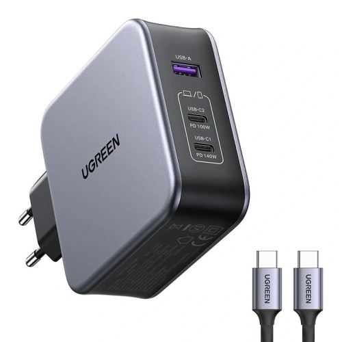 Kup Ładowarka sieciowa UGREEN Nexode 140W C289 GaN USB-A, 2xUSB-C + kabel USB-C / USB-C 2m (czarna) - UGR5597 - {ean13} - Sklep Home Screen