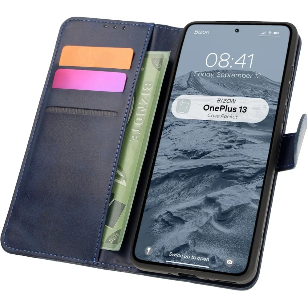Etui z klapką Bizon Case Pocket do OnePlus 13 granatowe