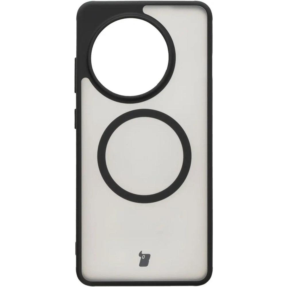 Etui z pierścieniem magnetycznym Bizon Case MatteO do OnePlus 13R półprzezroczyste z czarną ramką