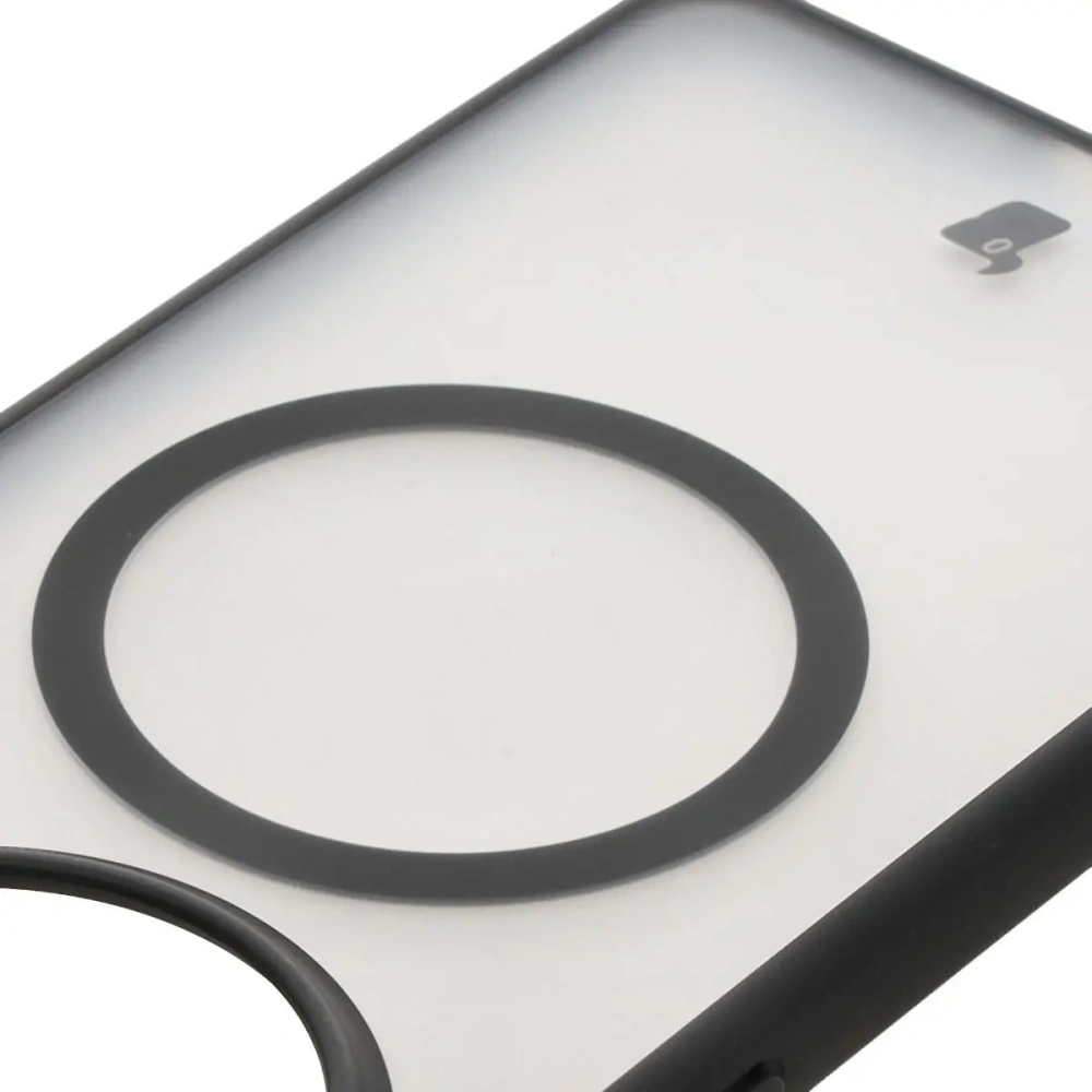 Etui z pierścieniem magnetycznym Bizon Case MatteO do OnePlus 13R półprzezroczyste z czarną ramką