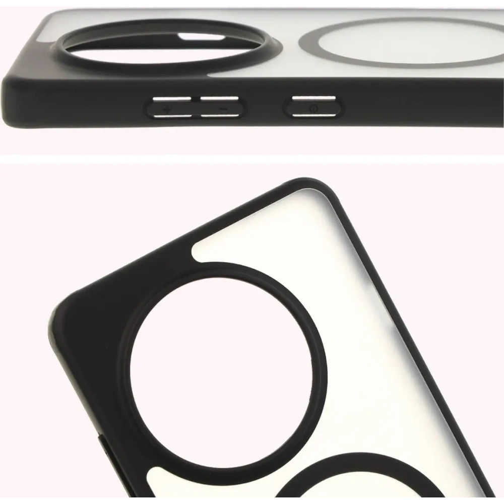 Etui z pierścieniem magnetycznym Bizon Case MatteO do OnePlus 13R półprzezroczyste z czarną ramką