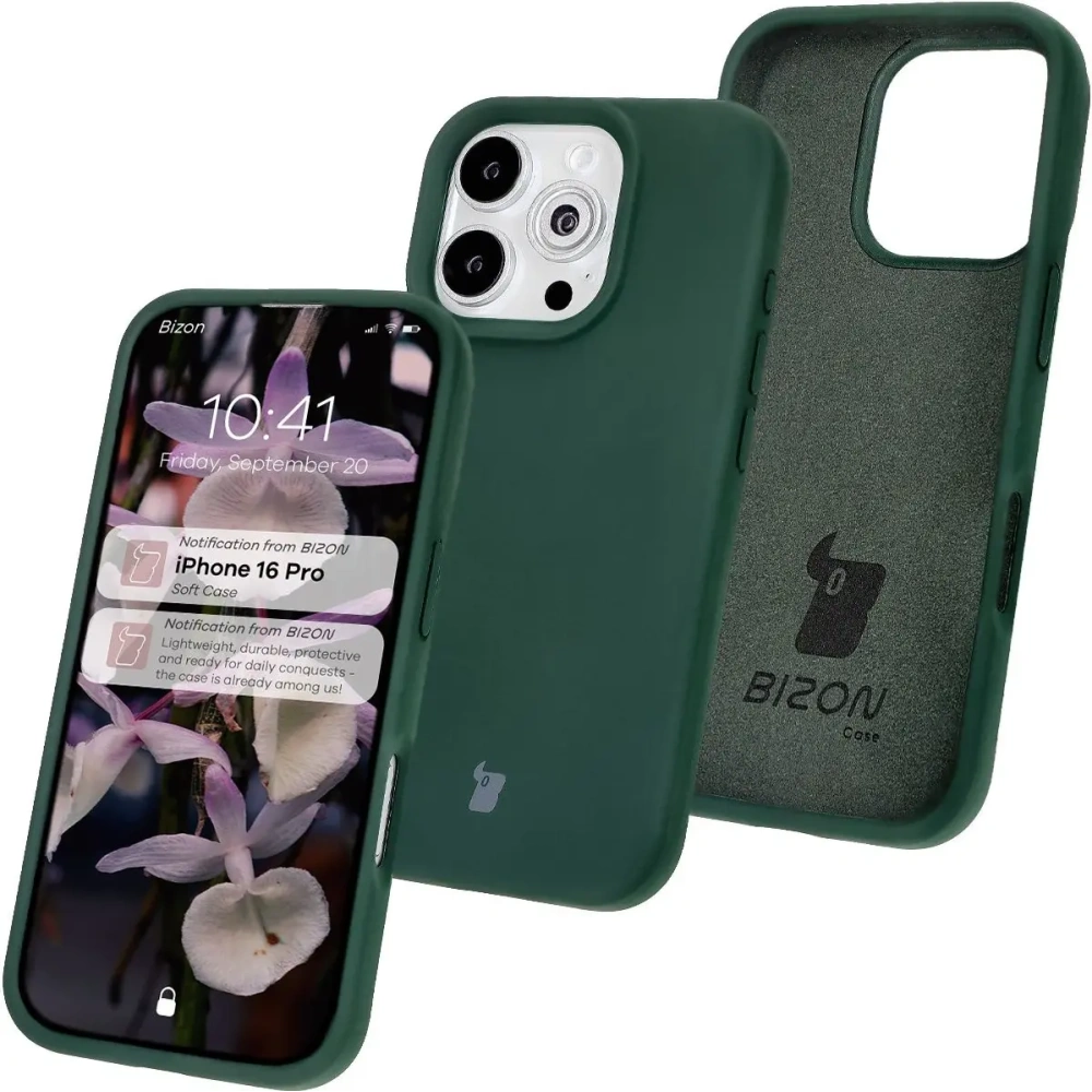 Silikonowe etui Bizon Soft Case do Apple iPhone 16 Pro ciemnozielone