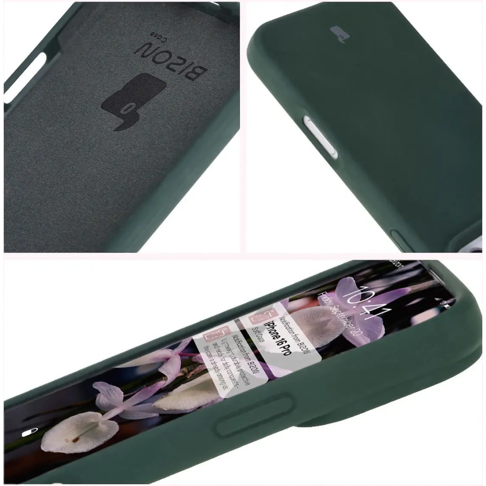 Silikonowe etui Bizon Soft Case do Apple iPhone 16 Pro ciemnozielone