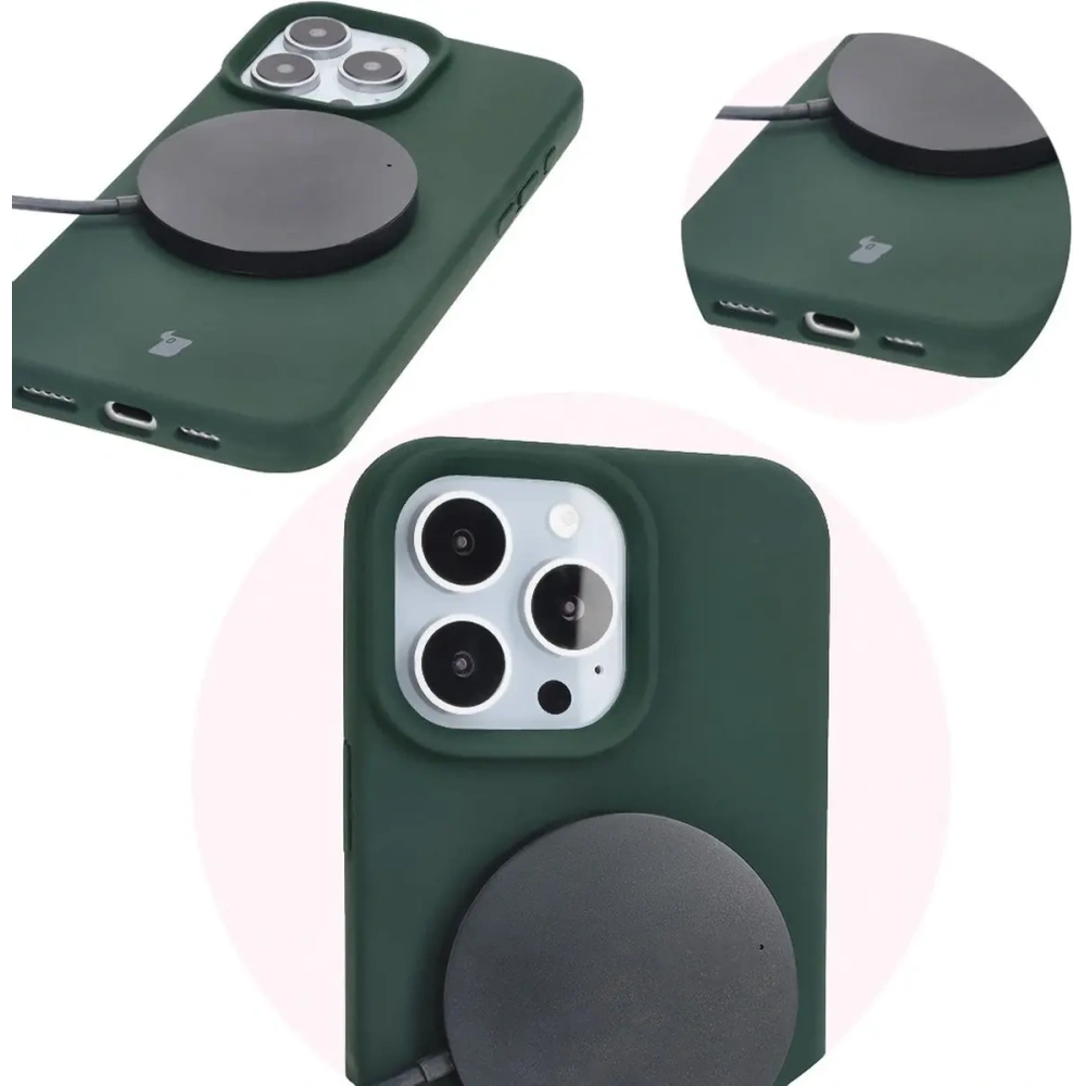 Silikonowe etui Bizon Soft Case do Apple iPhone 16 Pro ciemnozielone