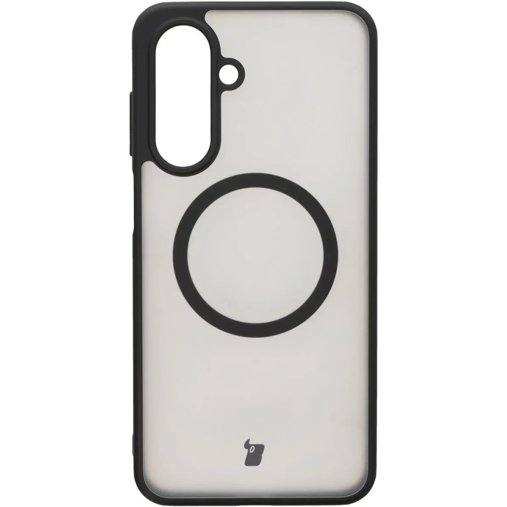 Etui z pierścieniem magnetycznym Bizon Case MatteO do Samsung Galaxy A26 5G półprzezroczyste z czarną ramką