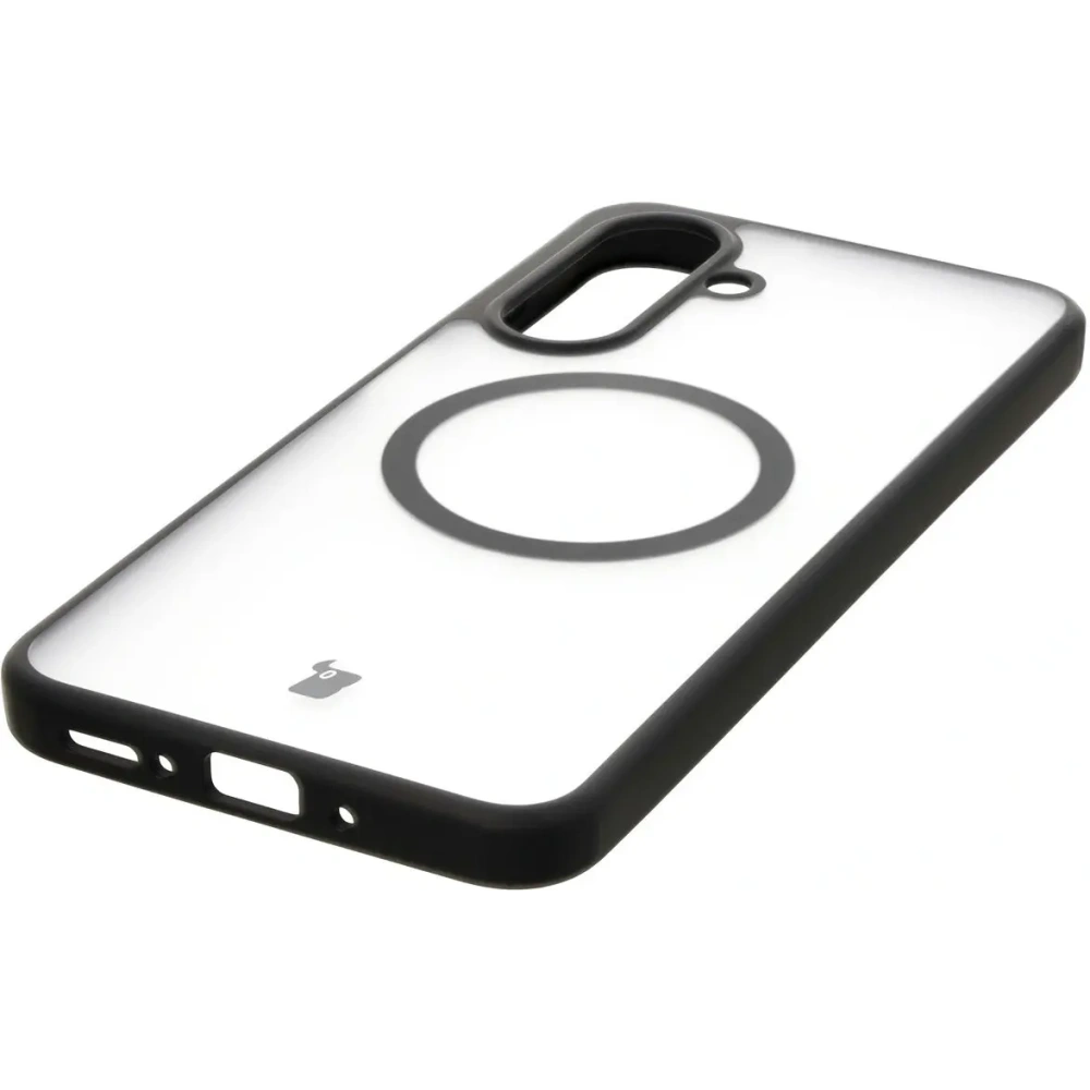 Etui z pierścieniem magnetycznym Bizon Case MatteO do Samsung Galaxy A26 5G półprzezroczyste z czarną ramką
