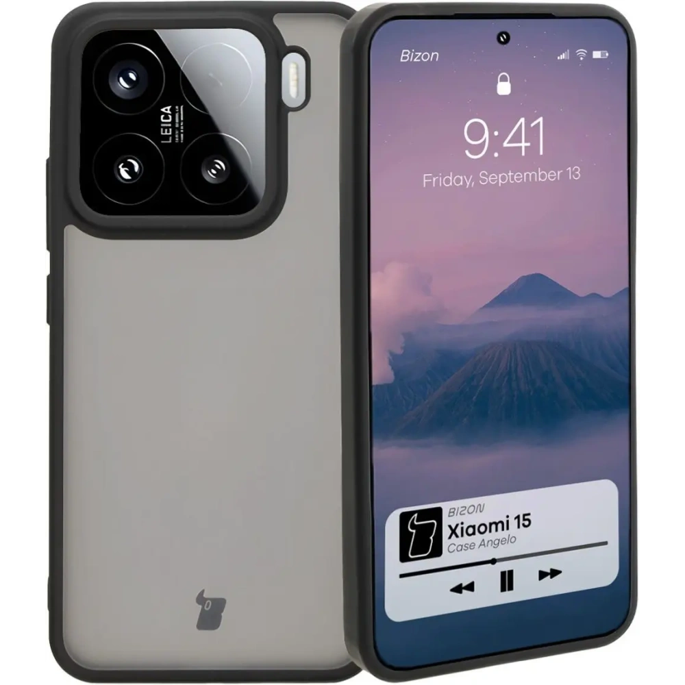 Etui Bizon Case Angelo do Xiaomi 15 przydymione z czarną ramką