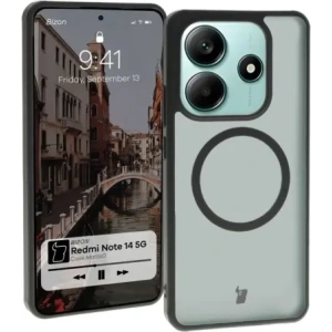 Kup Etui z pierścieniem magnetycznym Bizon Case MatteO do Xiaomi Redmi Note 14 5G półprzezroczyste z czarną ramką - BIZ8220 - {ean13} - Sklep Home Screen