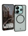 Etui z pierścieniem magnetycznym Bizon Case MatteO do Xiaomi Redmi Note 14 5G półprzezroczyste z czarną ramką