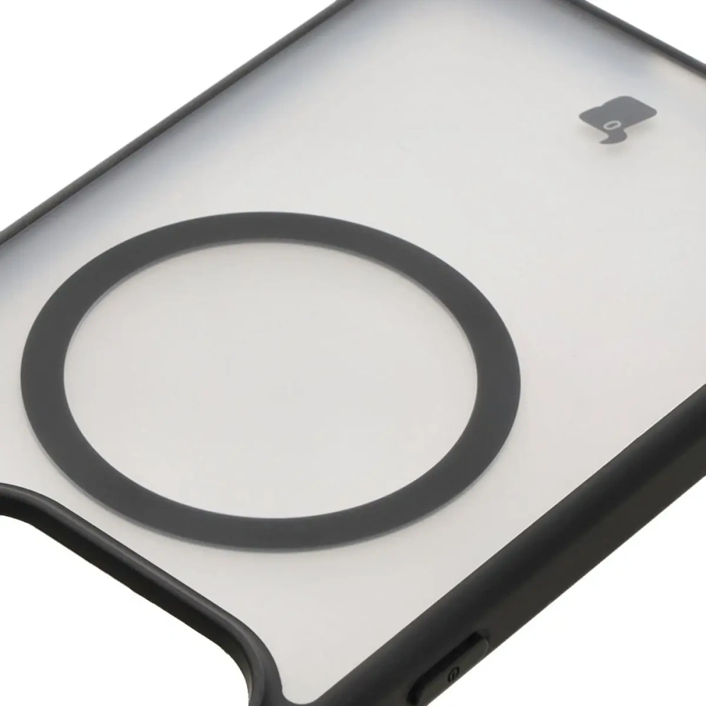 Etui z pierścieniem magnetycznym Bizon Case MatteO do Xiaomi Redmi Note 14 5G półprzezroczyste z czarną ramką