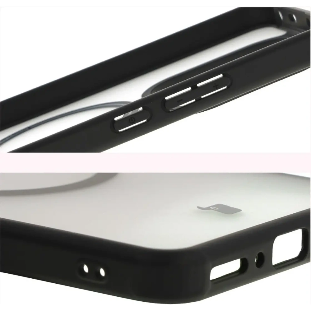 Etui z pierścieniem magnetycznym Bizon Case MatteO do Xiaomi Redmi Note 14 5G półprzezroczyste z czarną ramką
