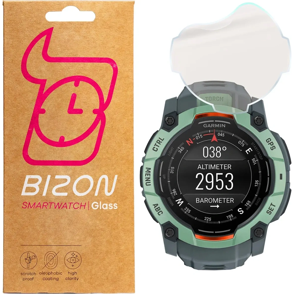 Folia matowa Bizon Glass Watch Film Sun do Garmin Instinct 3 50 mm [2 PACK]