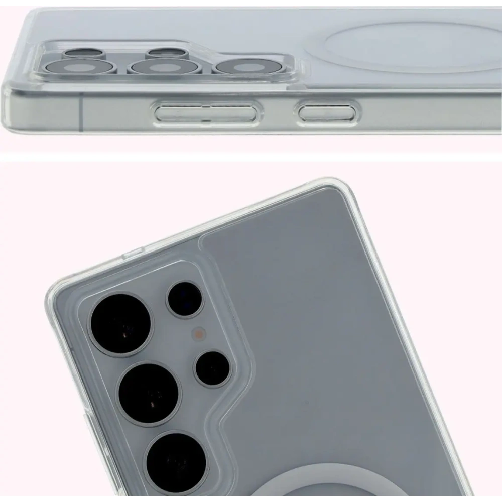 Etui z pierścieniem magnetycznym Bizon Case CrystalO do Samsung Galaxy S25 Ultra przezroczyste