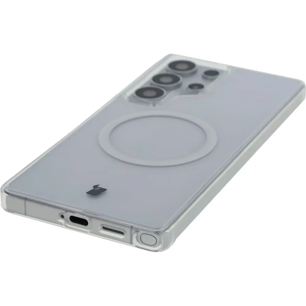 Etui z pierścieniem magnetycznym Bizon Case CrystalO do Samsung Galaxy S25 Ultra przezroczyste