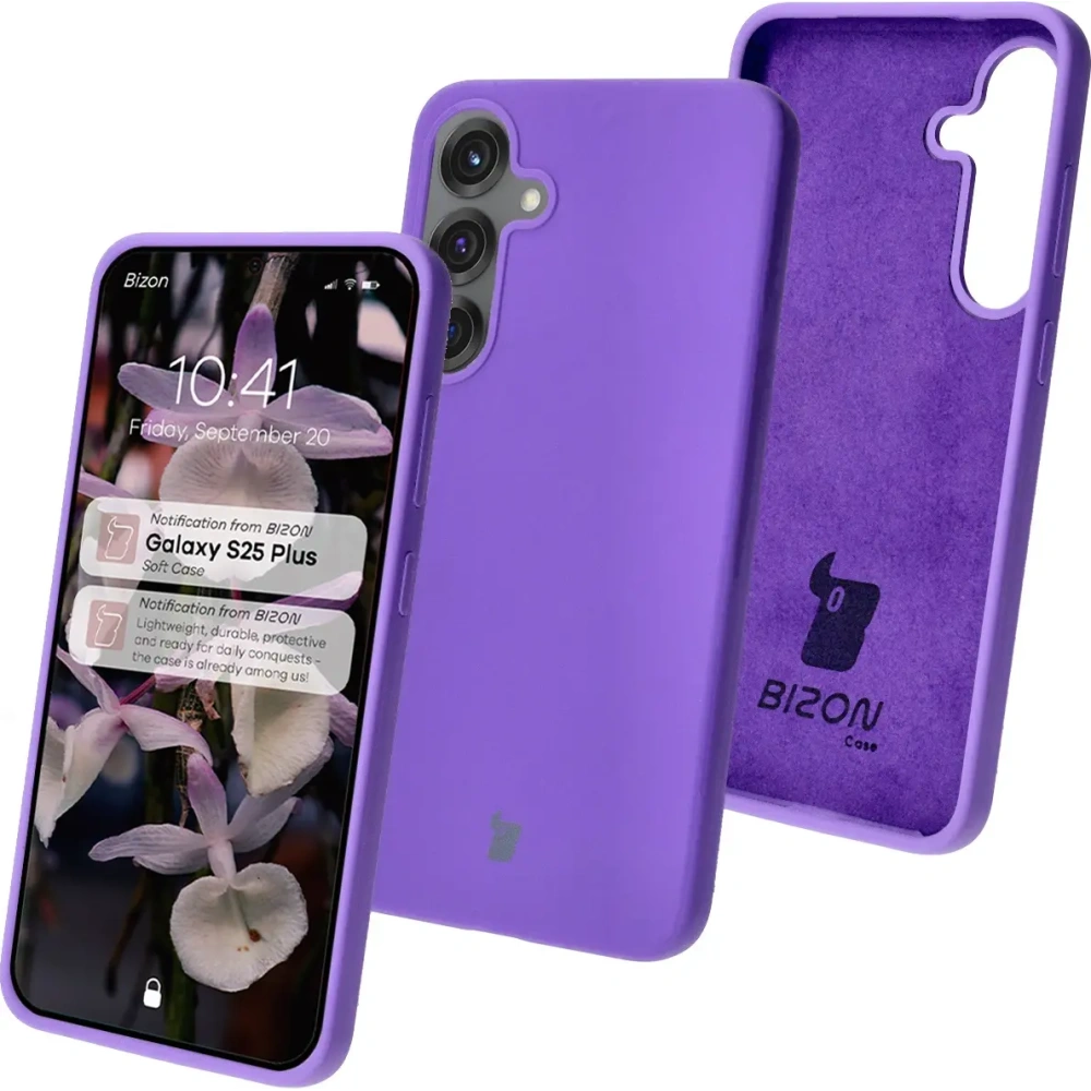 Silikonowe etui Bizon Soft Case do Samsung Galaxy S25+ Plus fioletowe