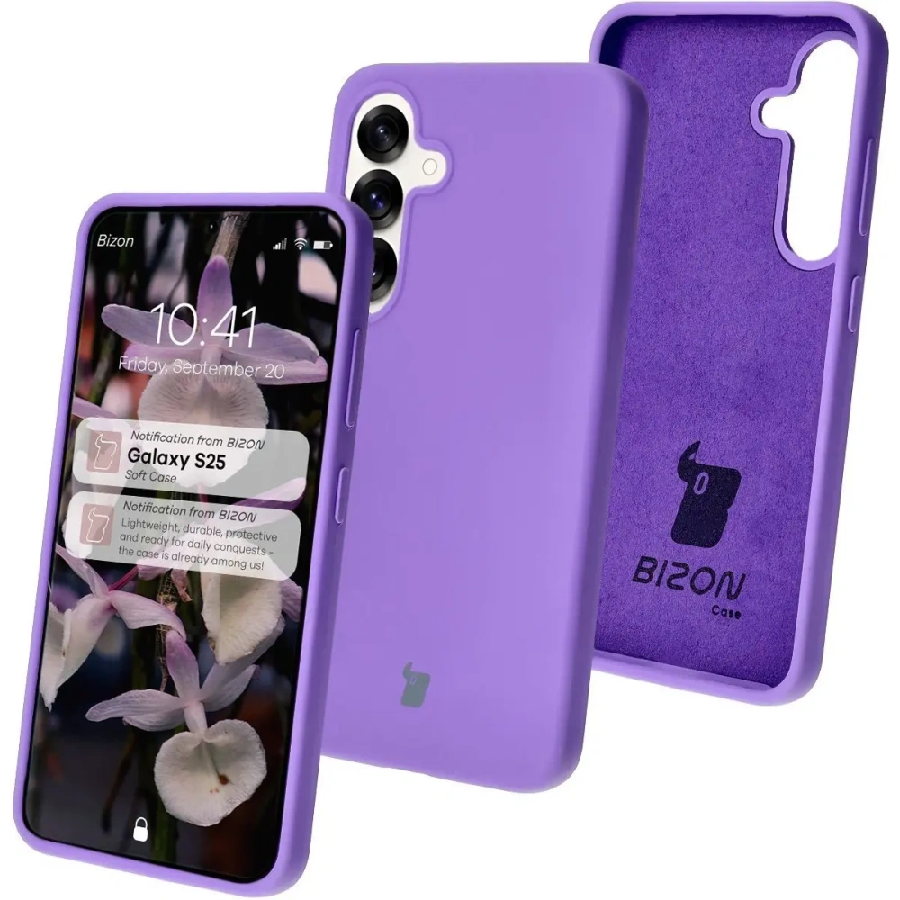 Silikonowe etui Bizon Soft Case do Samsung Galaxy S25 fioletowe