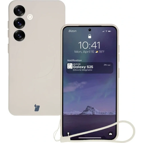 Kup Silikonové pouzdro s magnetickým kroužkem Bizon Case Silicone Magnetic pro Samsung Galaxy S25 / S24 béžové - BIZ8231 - {ean13} - Sklep Home Screen
