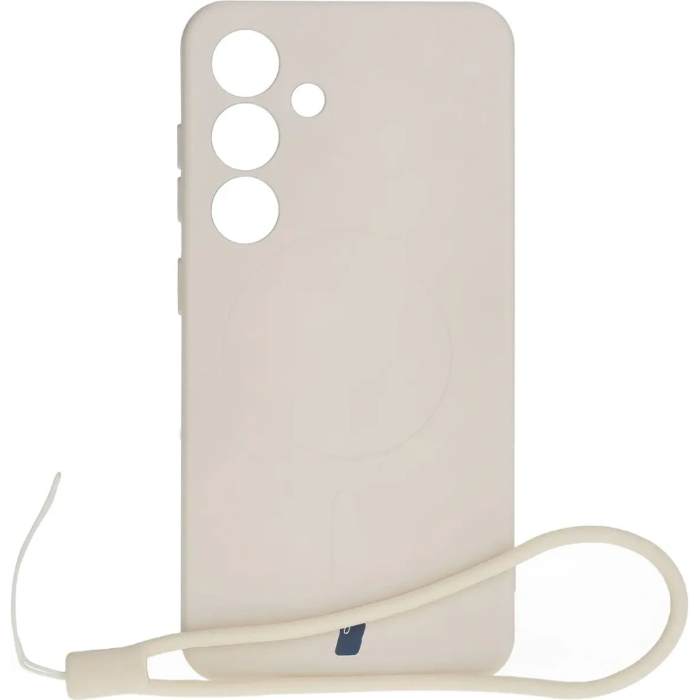 Silikonowe etui z pierścieniem magnetycznym Bizon Case Silicone Magnetic do Samsung Galaxy S25 / S24 beżowe