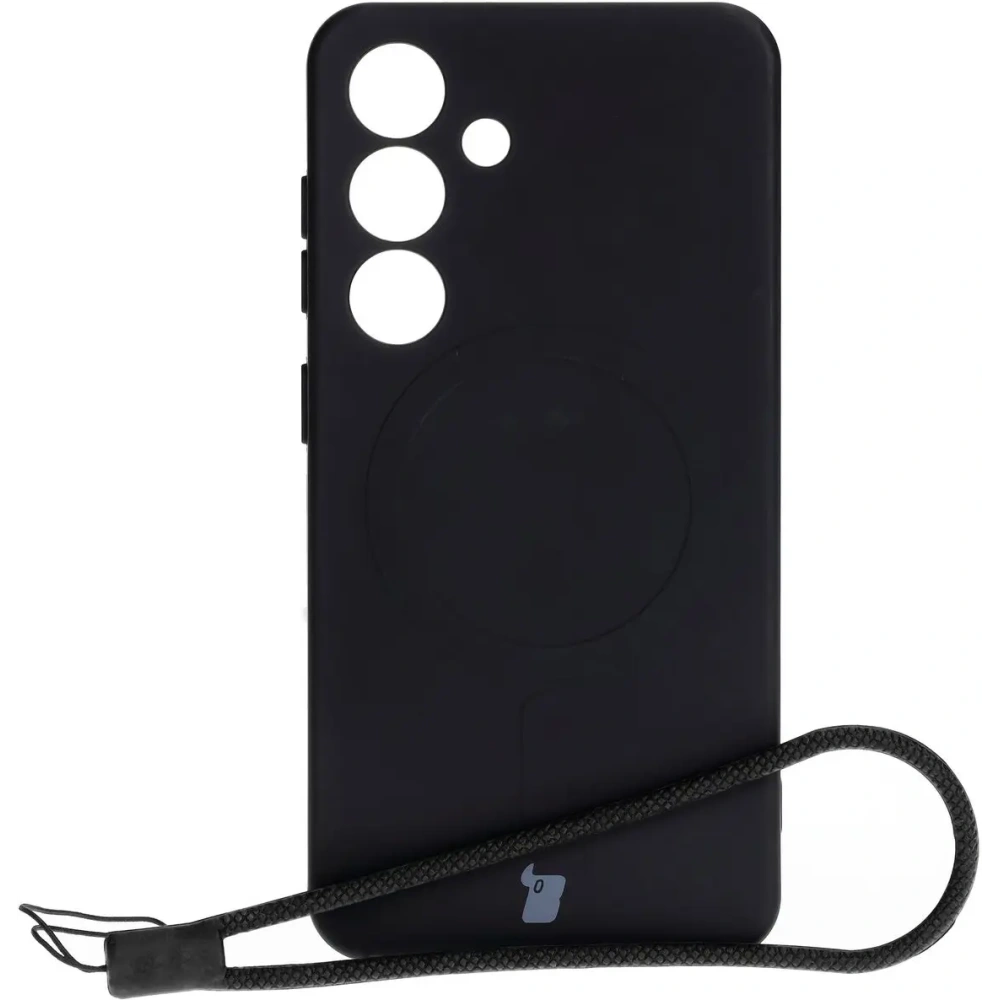 Silikonowe etui z pierścieniem magnetycznym Bizon Case Silicone Magnetic do Samsung Galaxy S25 / S24 czarne