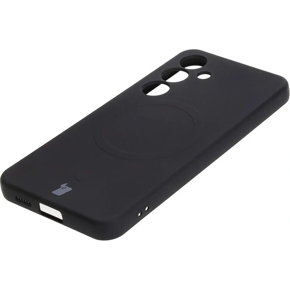Silikonowe etui z pierścieniem magnetycznym Bizon Case Silicone Magnetic do Samsung Galaxy S25 / S24 czarne