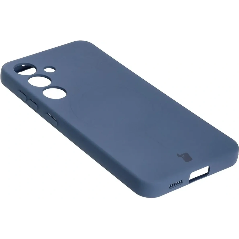 Silikonowe etui z pierścieniem magnetycznym Bizon Case Silicone Magnetic do Samsung Galaxy S25 / S24 granatowe