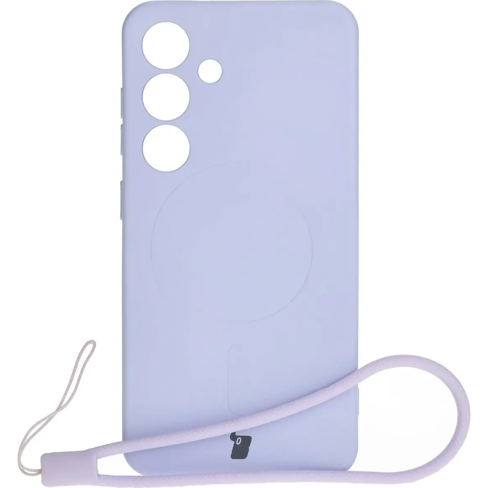 Silikonowe etui z pierścieniem magnetycznym Bizon Case Silicone Magnetic do Samsung Galaxy S25 / S24 jasnofioletowe