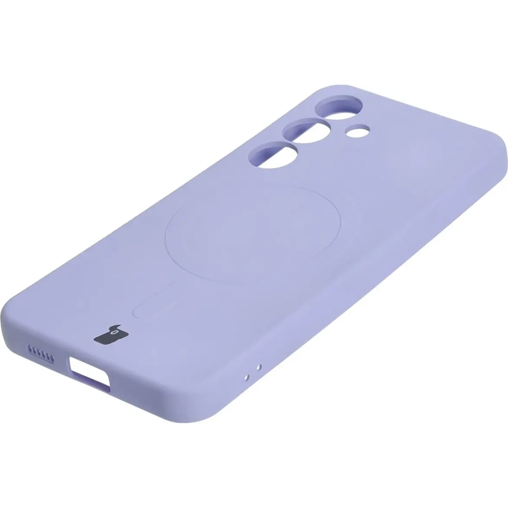 Silikonowe etui z pierścieniem magnetycznym Bizon Case Silicone Magnetic do Samsung Galaxy S25 / S24 jasnofioletowe