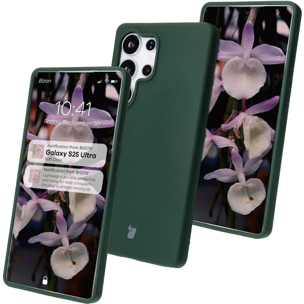 Silikonowe etui Bizon Soft Case do Samsung Galaxy S25 Ultra ciemnozielone