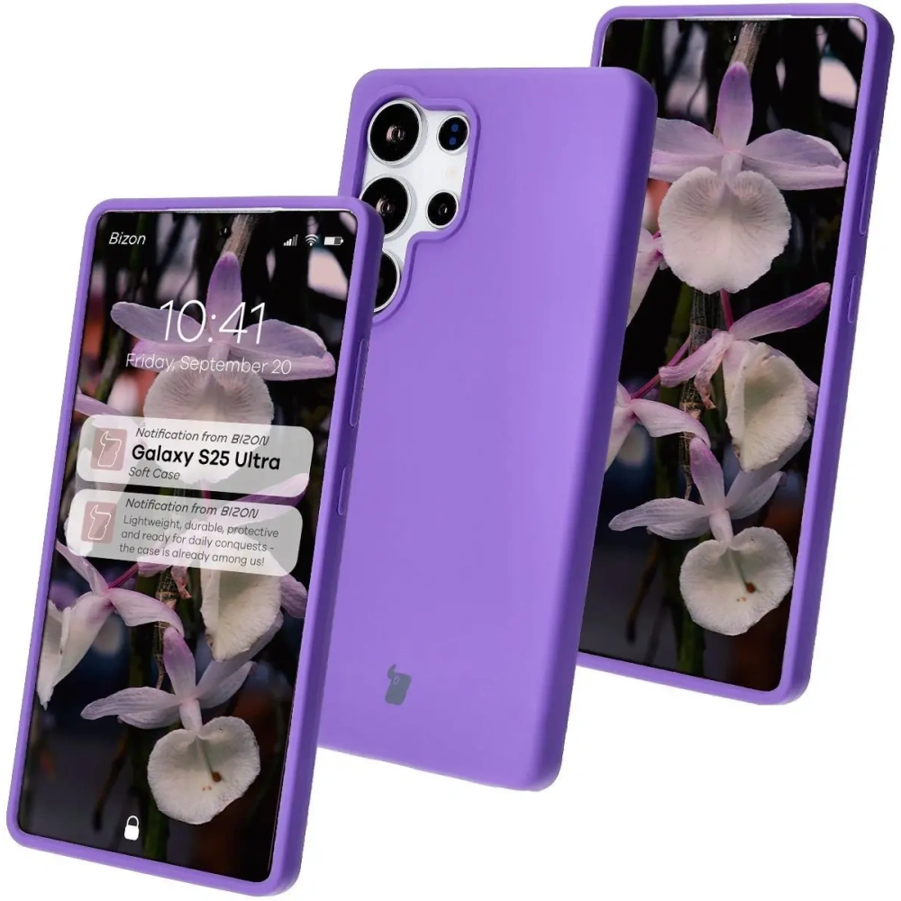 Silikonowe etui Bizon Soft Case do Samsung Galaxy S25 Ultra fioletowe