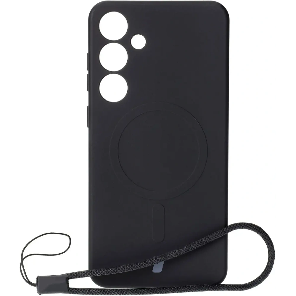 Silikonowe etui z pierścieniem magnetycznym Bizon Case Silicone Magnetic do Samsung Galaxy S25+ Plus / S24+ Plus czarne