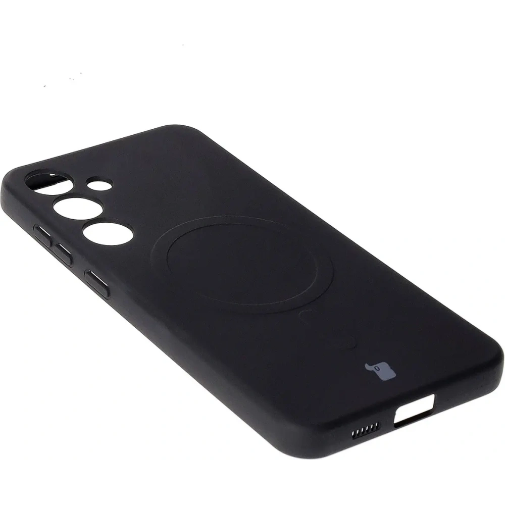 Silikonowe etui z pierścieniem magnetycznym Bizon Case Silicone Magnetic do Samsung Galaxy S25+ Plus / S24+ Plus czarne