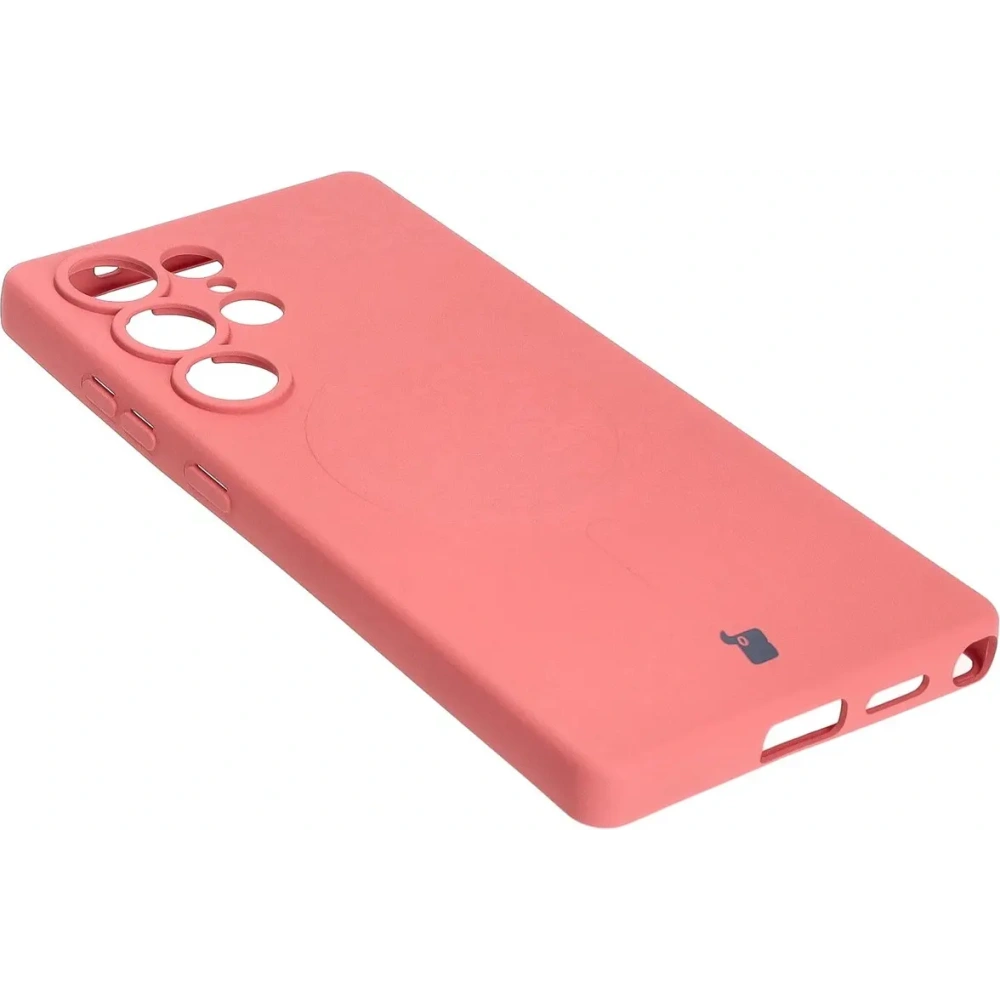 Silikonowe etui z pierścieniem magnetycznym Bizon Case Silicone Magnetic do Samsung Galaxy S25 Ultra brudnoróżowe