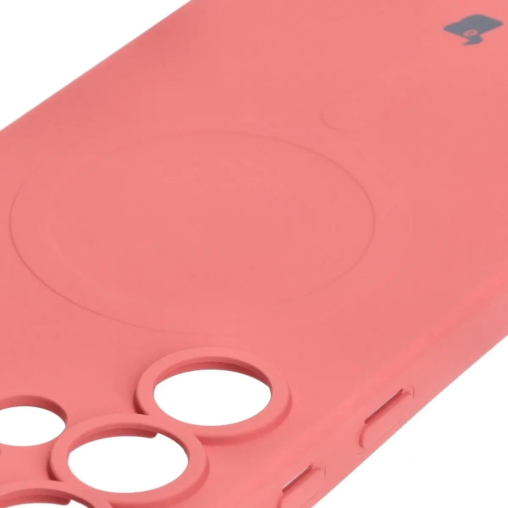 Silikonowe etui z pierścieniem magnetycznym Bizon Case Silicone Magnetic do Samsung Galaxy S25 Ultra brudnoróżowe