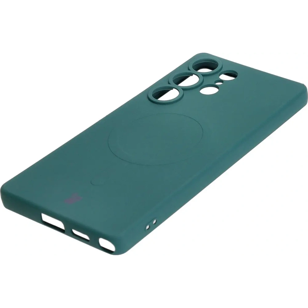 Silikonowe etui z pierścieniem magnetycznym Bizon Case Silicone Magnetic do Samsung Galaxy S25 Ultra ciemnozielone