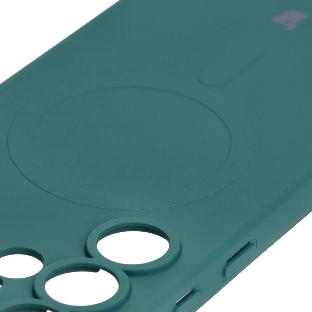 Silikonowe etui z pierścieniem magnetycznym Bizon Case Silicone Magnetic do Samsung Galaxy S25 Ultra ciemnozielone