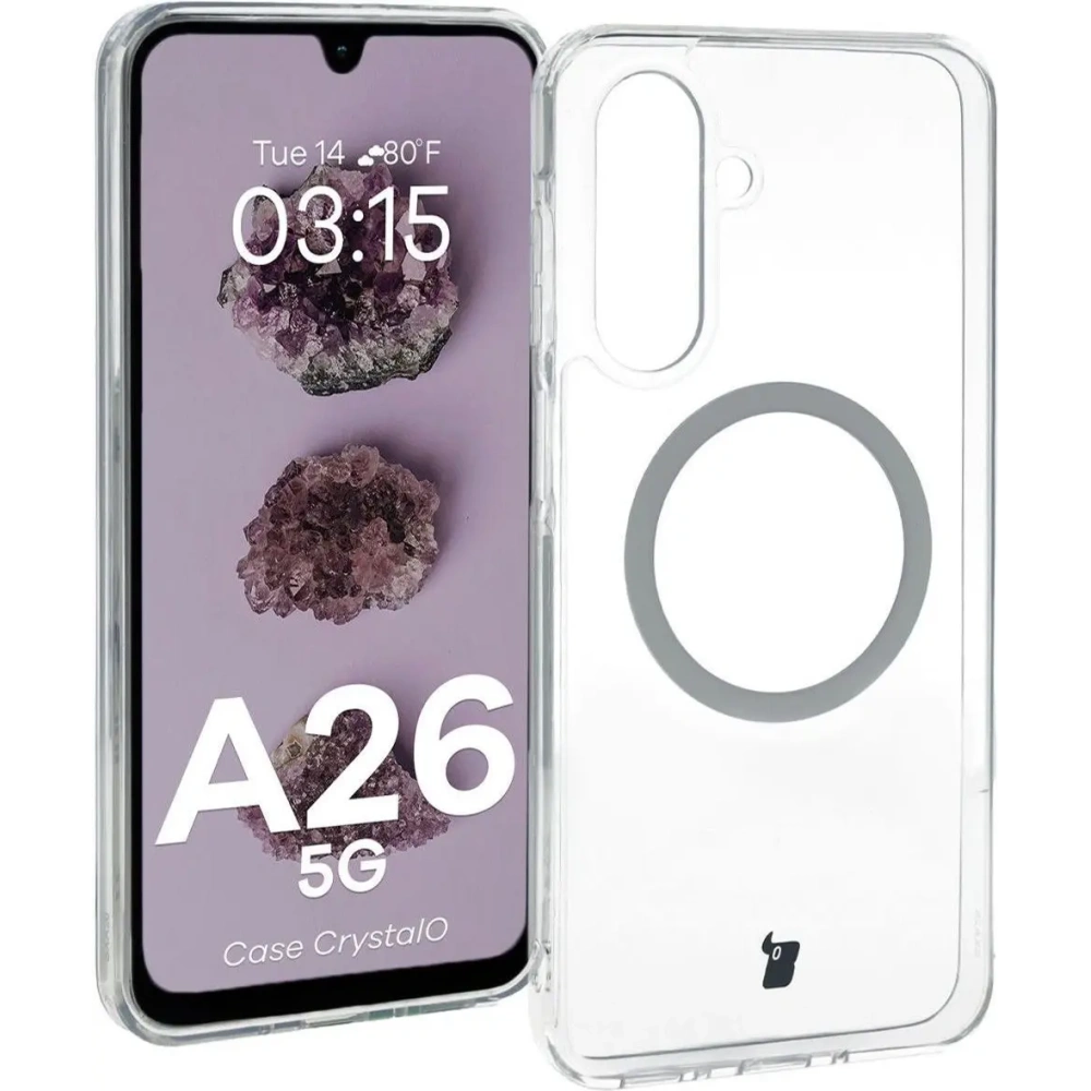 Etui z pierścieniem magnetycznym Bizon Case CrystalO do Samsung Galaxy A26 5G przezroczyste
