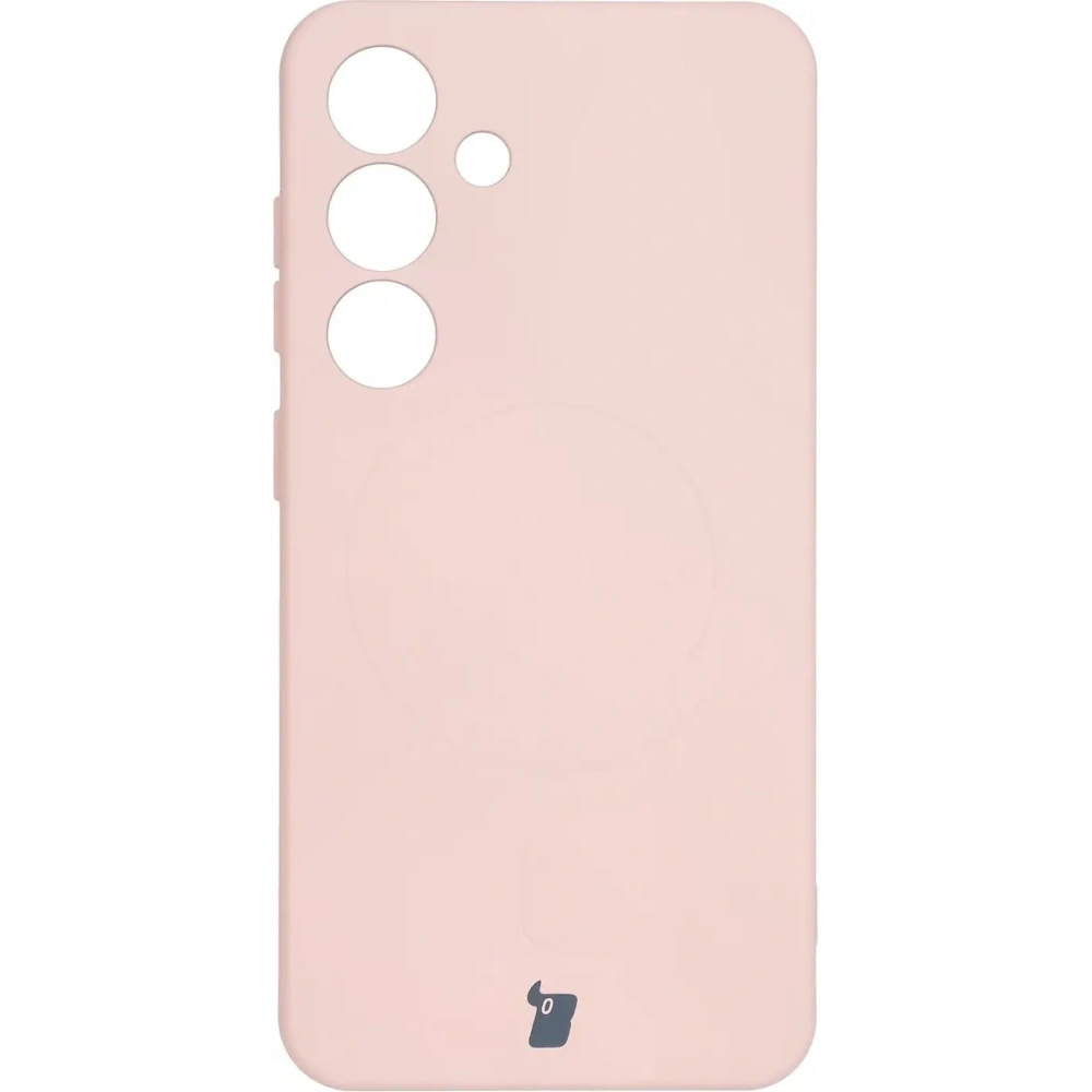 Silikonowe etui z pierścieniem magnetycznym Bizon Case Silicone Magnetic do Samsung Galaxy S25 / S24 jasnoróżowe