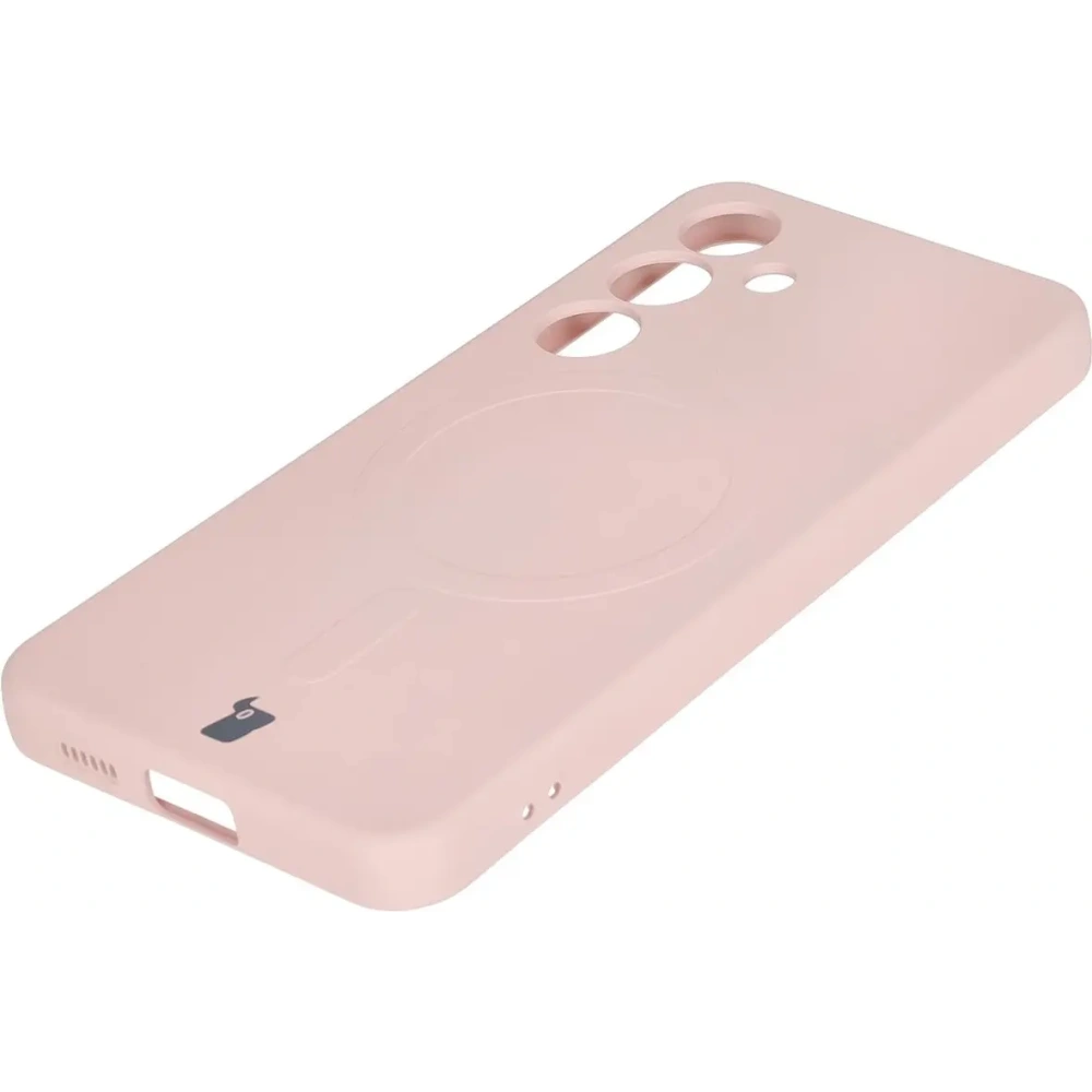 Silikonowe etui z pierścieniem magnetycznym Bizon Case Silicone Magnetic do Samsung Galaxy S25 / S24 jasnoróżowe