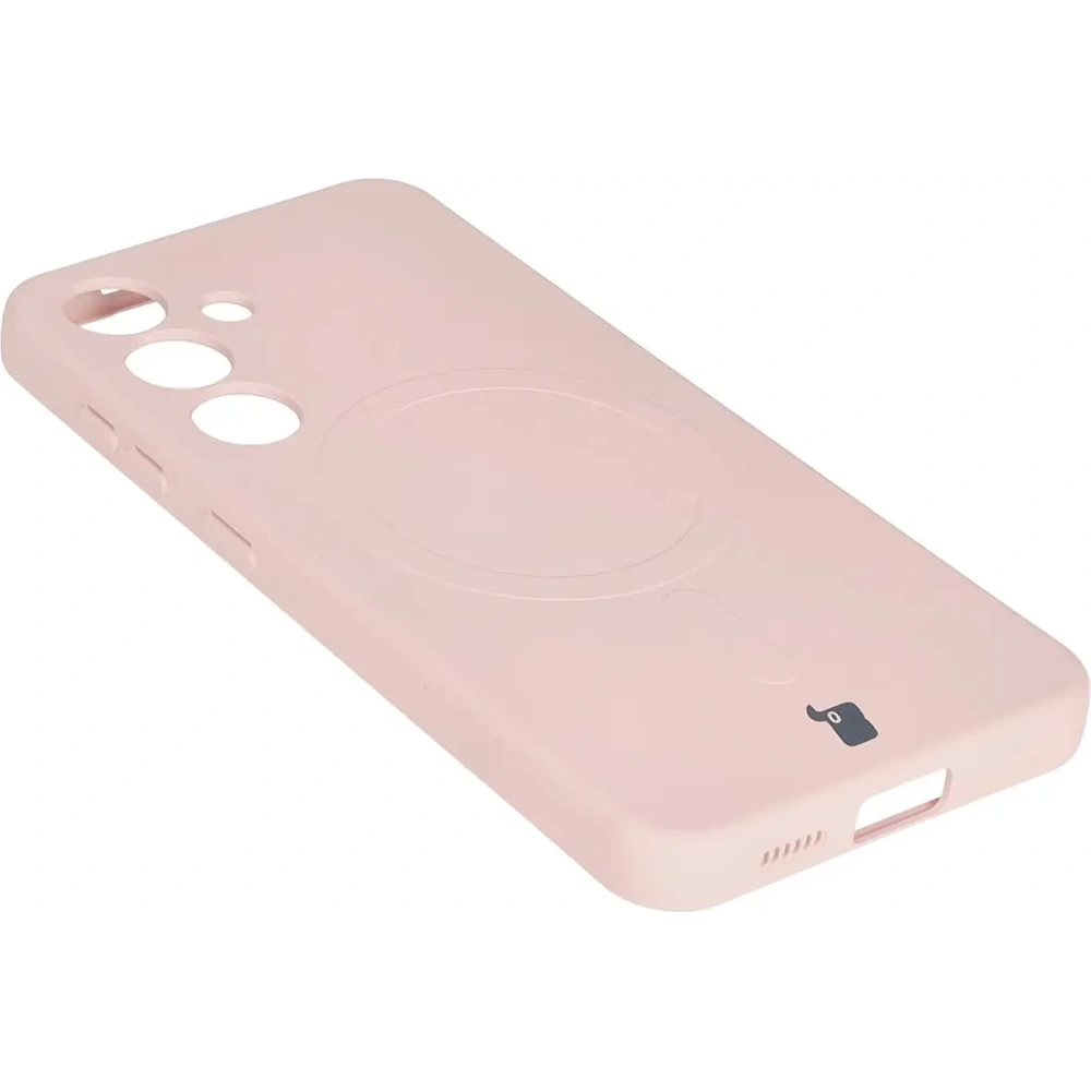 Silikonowe etui z pierścieniem magnetycznym Bizon Case Silicone Magnetic do Samsung Galaxy S25 / S24 jasnoróżowe