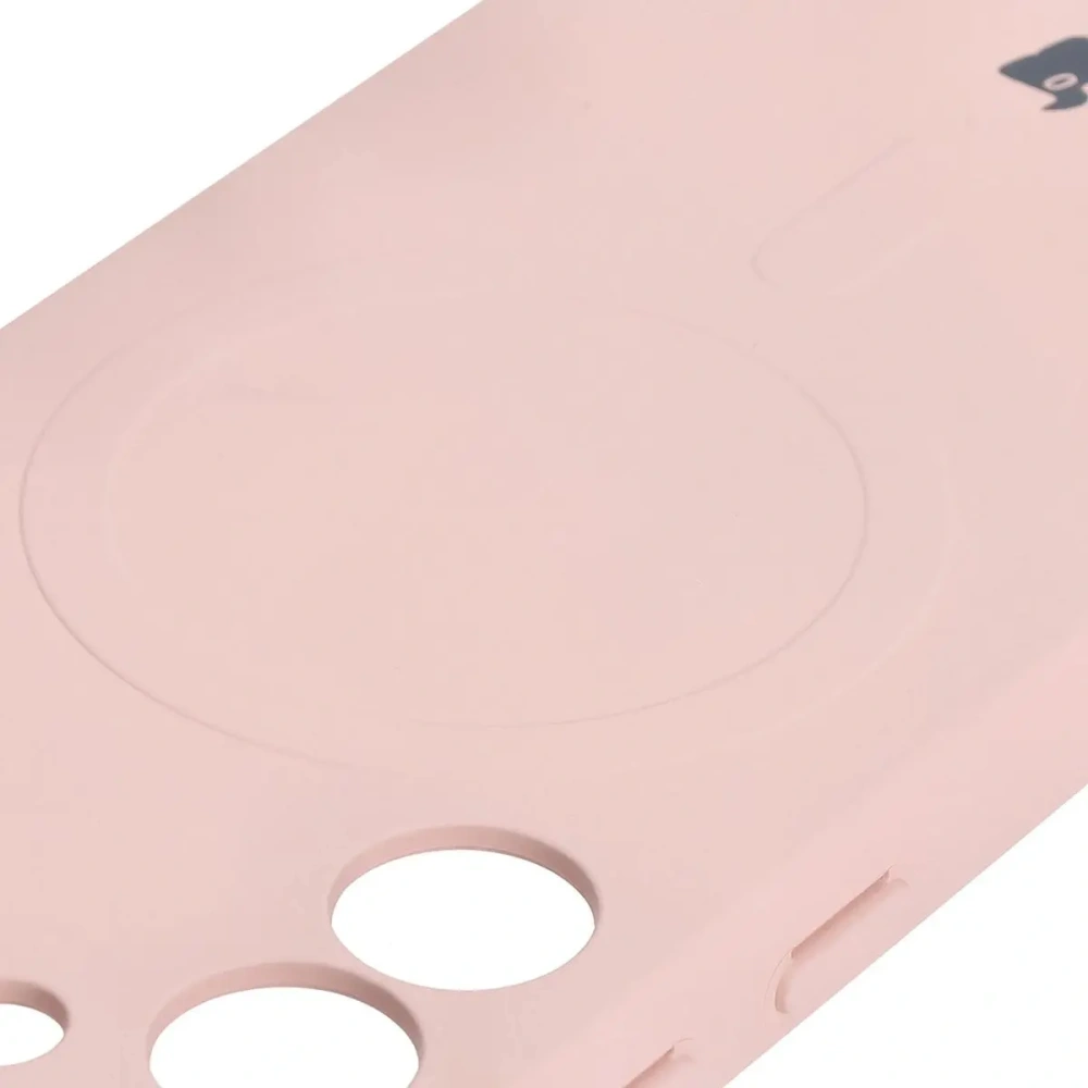 Silikonowe etui z pierścieniem magnetycznym Bizon Case Silicone Magnetic do Samsung Galaxy S25 / S24 jasnoróżowe