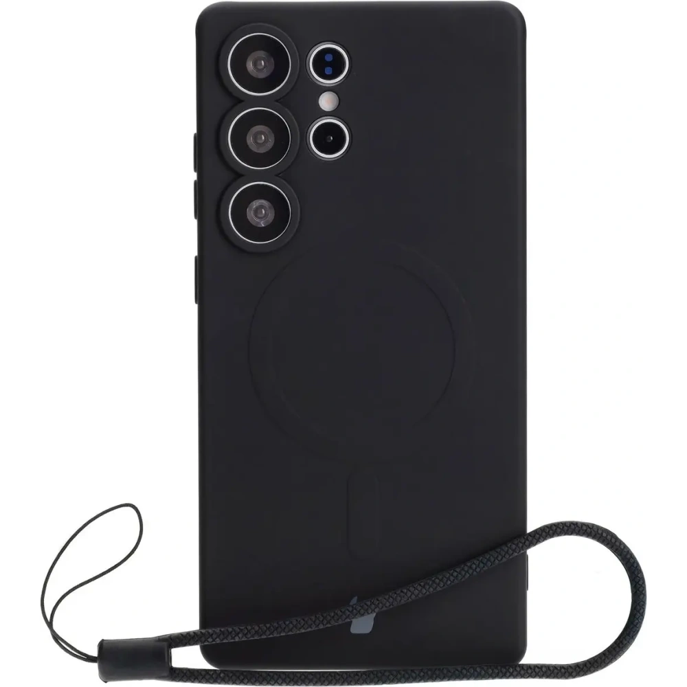 Silikonowe etui z pierścieniem magnetycznym Bizon Case Silicone Magnetic do Samsung Galaxy S25 Ultra czarne