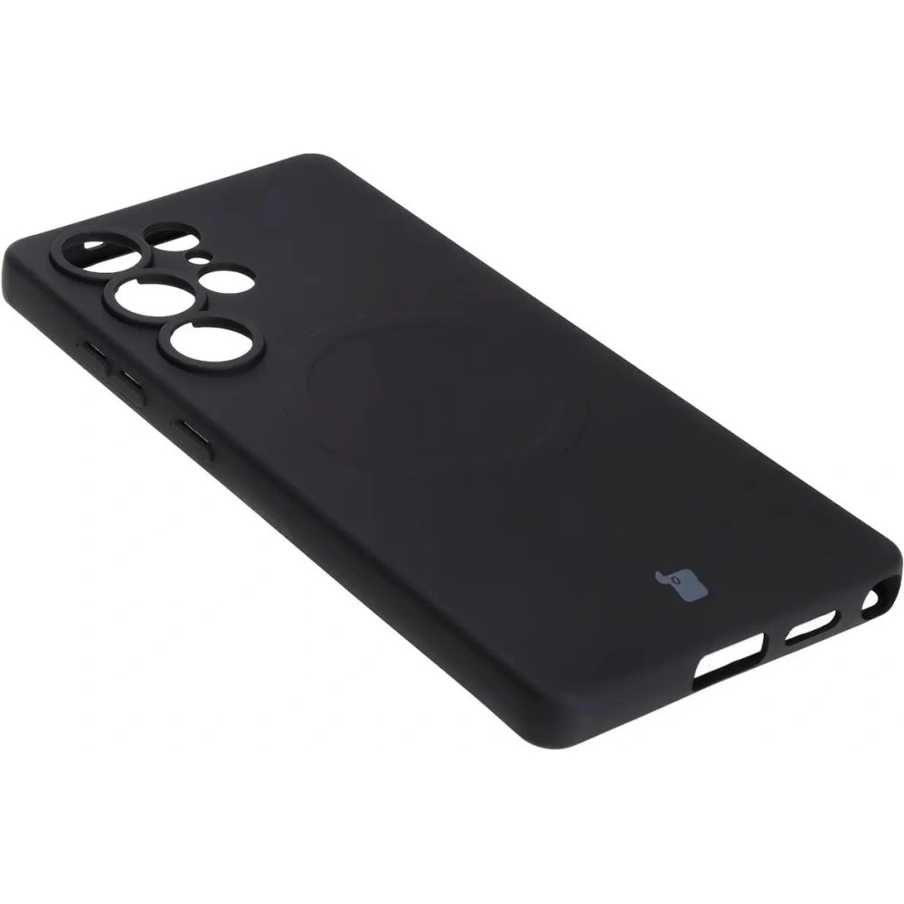 Silikonowe etui z pierścieniem magnetycznym Bizon Case Silicone Magnetic do Samsung Galaxy S25 Ultra czarne