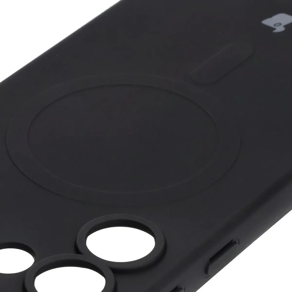 Silikonowe etui z pierścieniem magnetycznym Bizon Case Silicone Magnetic do Samsung Galaxy S25 Ultra czarne