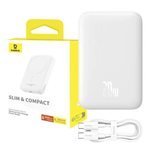 Kup Powerbank magnetický Baseus Magnetic Mini 6000mAh 20W MagSafe (bílý) - BSU8921 - {ean13} - Sklep Home Screen