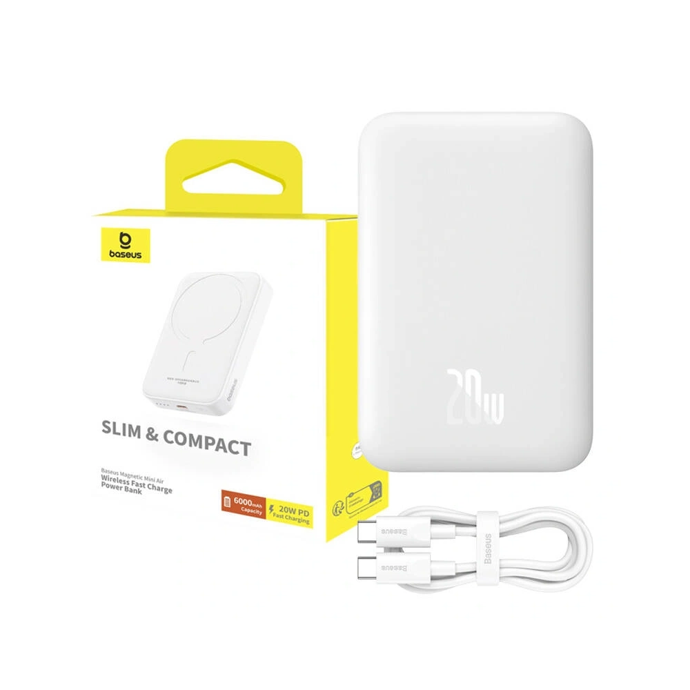 Powerbank magnetyczny Baseus Magnetic Mini 6000mAh 20W MagSafe (biały)