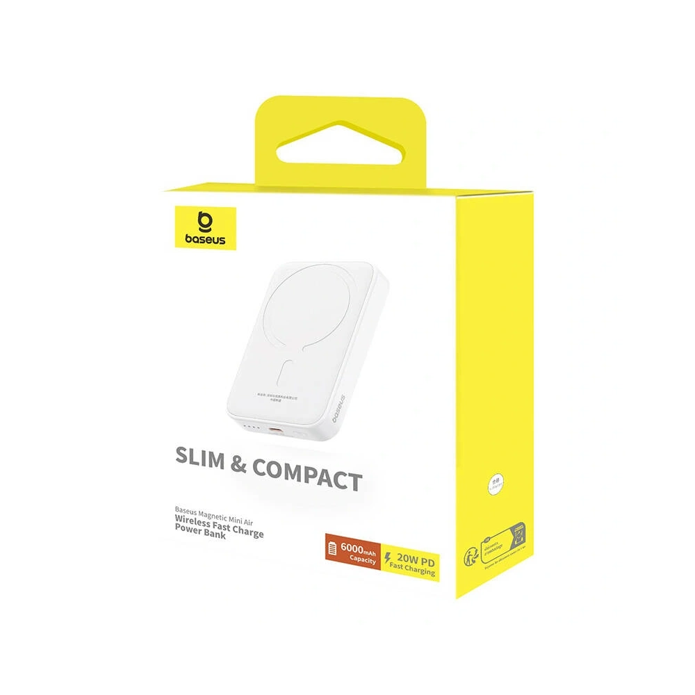 Powerbank magnetyczny Baseus Magnetic Mini 6000mAh 20W MagSafe (biały)