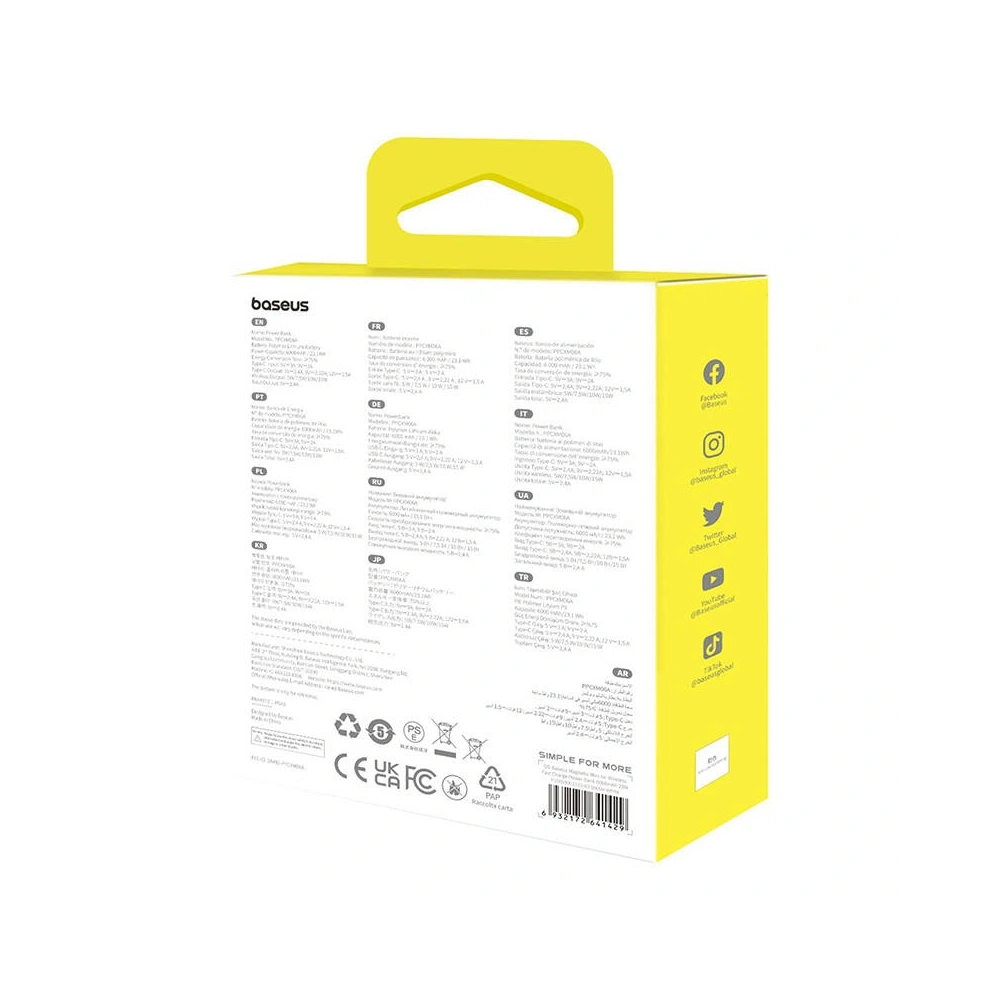 Powerbank magnetyczny Baseus Magnetic Mini 6000mAh 20W MagSafe (biały)